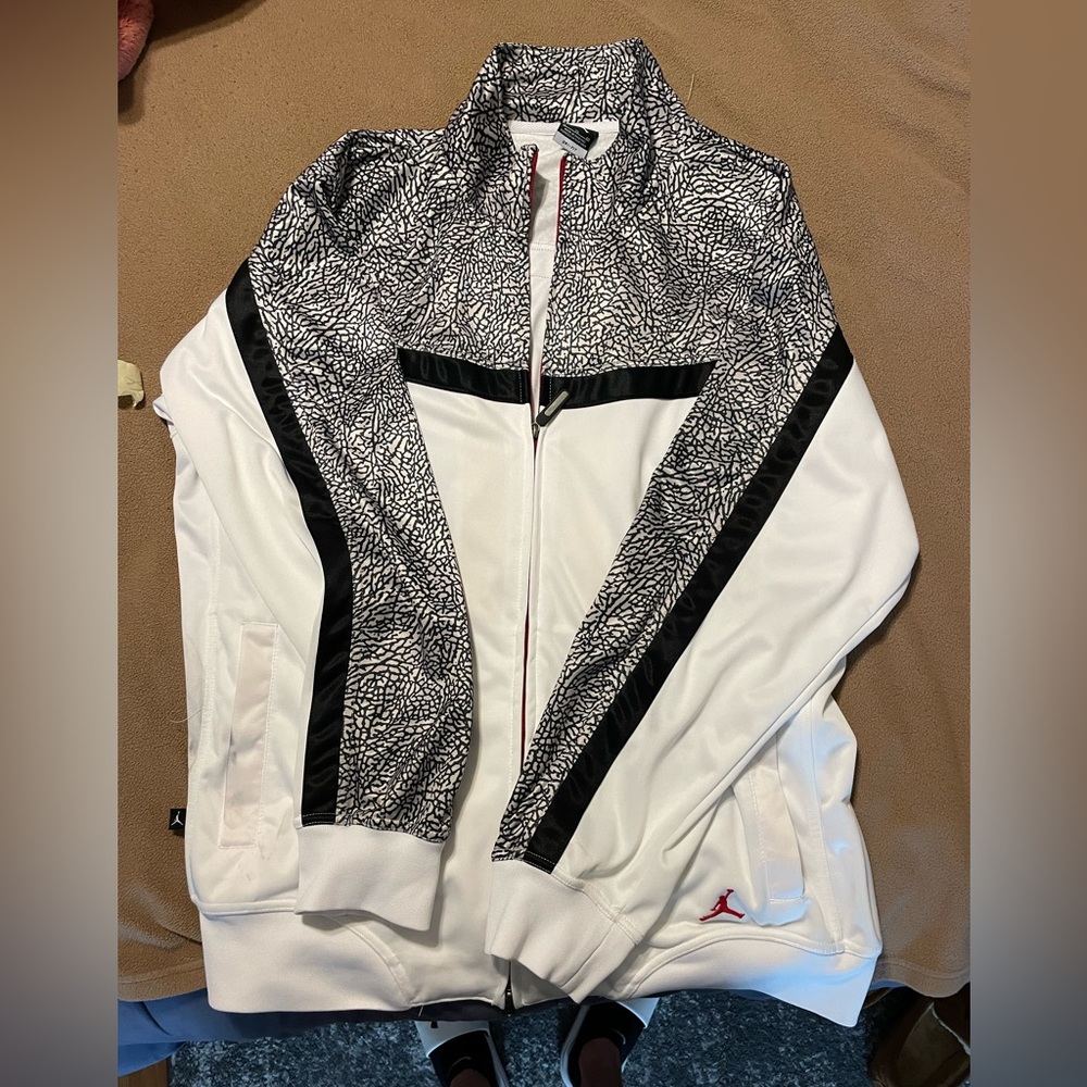 Vintage Nike Air Jordan Dry Fit White Elephant Print Jacket Zip Up Size